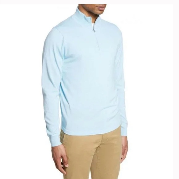 NWT NORDSTROM Men's Shop Tech-Smart CoolMax® 1/4 Zip Sweater Blue Skyway - Picture 8 of 10